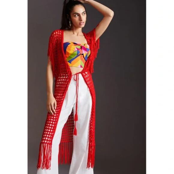 New ANTHROPOLOGIE Knit Kaftan Crochet Beach Coverup - One Size - Picture 4 of 5